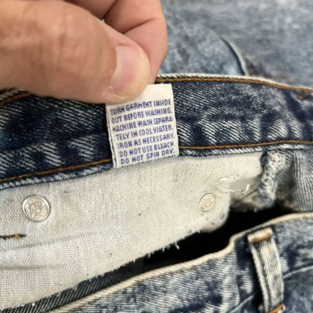 vintage levis 501 orange tab jeans USA Many Alterations. Tapered - Acid Wash Zip